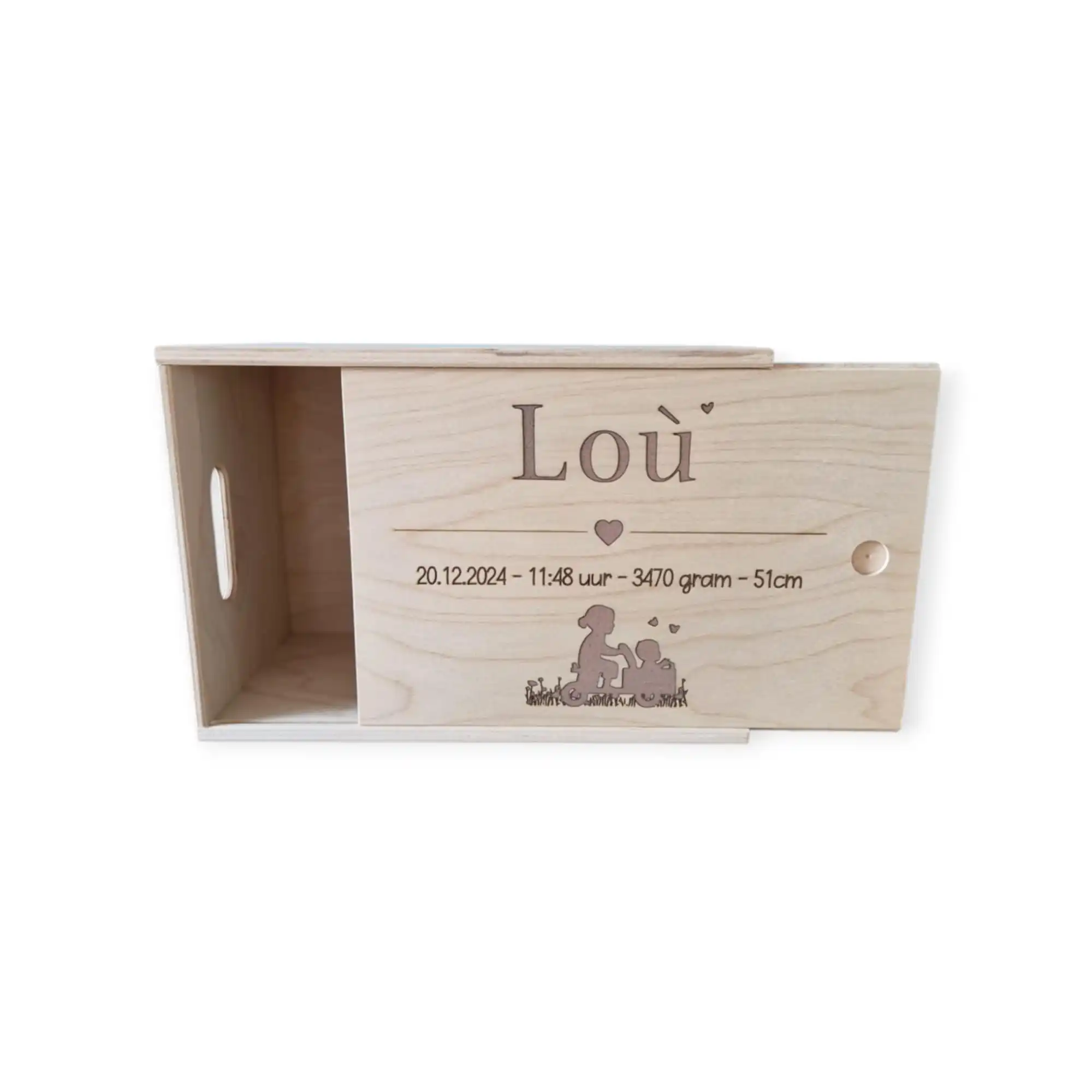 Gepersonaliseerd houten geboortegeschenk